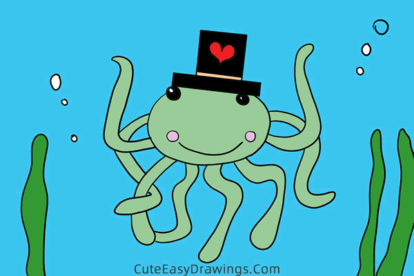 how to draw a cartoon octopus - www.cuteeasydrawings.com