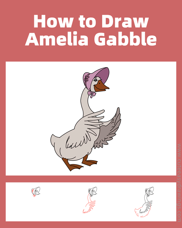 how to draw amelia gabble from the aristocats - www.cuteeasydrawings.com