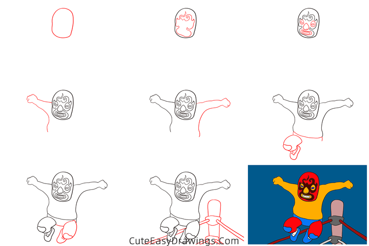 how to draw a wrestler - www.cuteeasydrawings.com