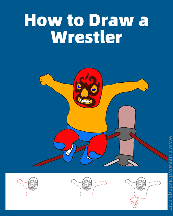 how to draw a wrestler - www.cuteeasydrawings.com
