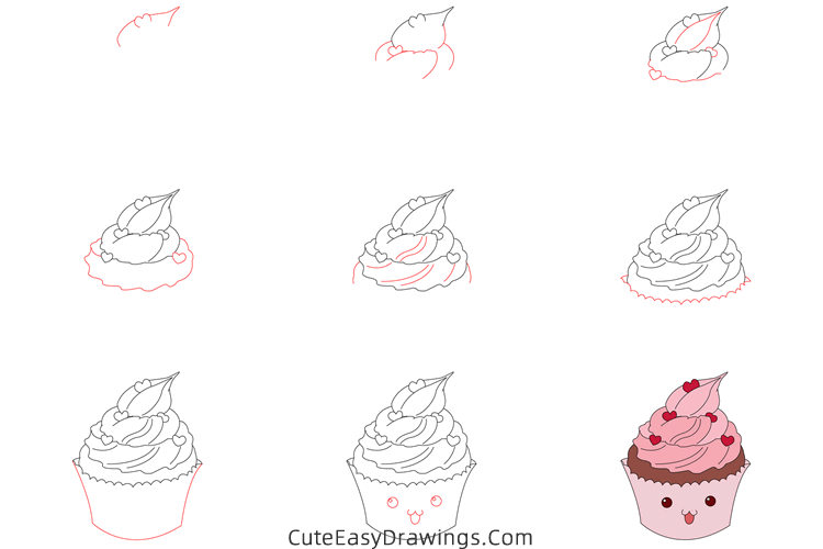 how to draw a cupcake - www.cuteeasydrawings.com