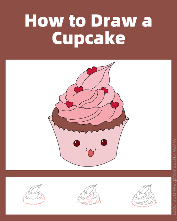 how to draw a cupcake - www.cuteeasydrawings.com