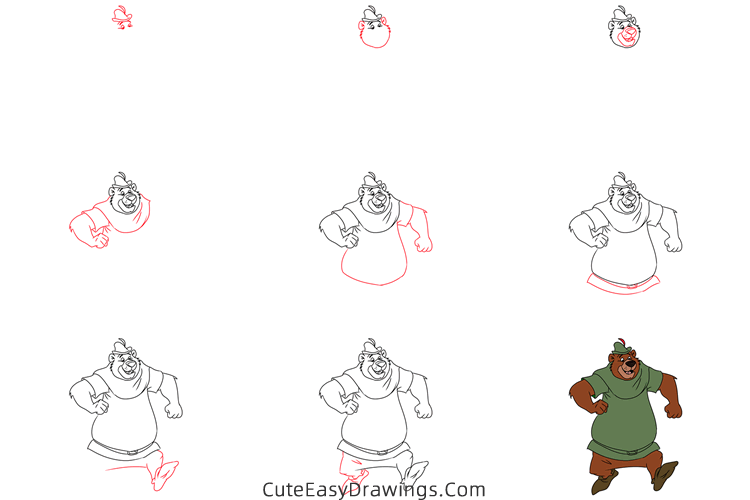 how to draw little john from robin hood - www.cuteeasydrawings.com