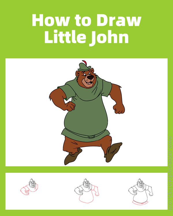 how to draw little john from robin hood - www.cuteeasydrawings.com