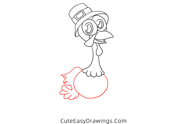 how to draw a turkey with pumpkin pie - www.cuteeasydrawings.com