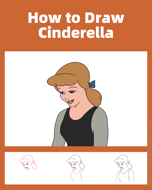 how to draw cinderella - www.cuteeasydrawings.com