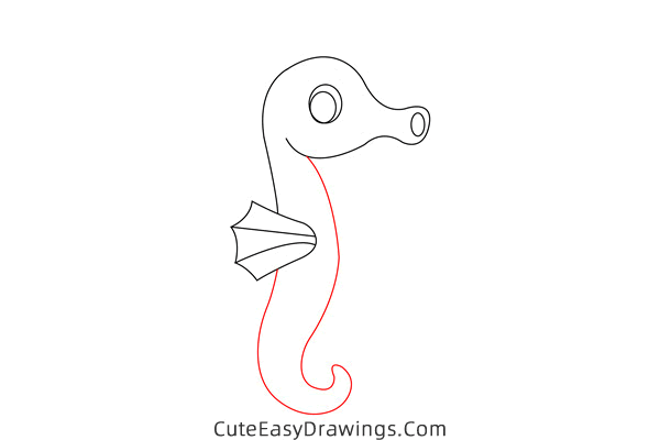 how to draw a cute seahorse - www.cuteeasydrawings.com