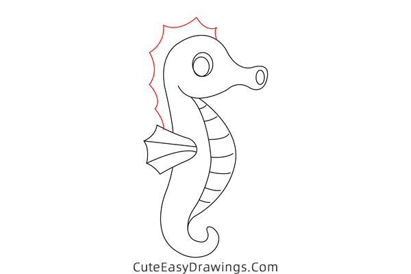 how to draw a cute seahorse - www.cuteeasydrawings.com