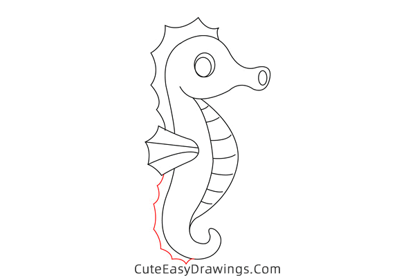 how to draw a cute seahorse - www.cuteeasydrawings.com