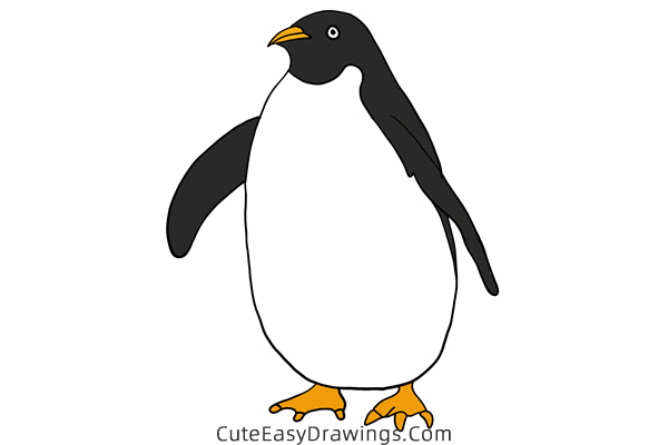 how to draw a simple penguin - www.cuteeasydrawings.com