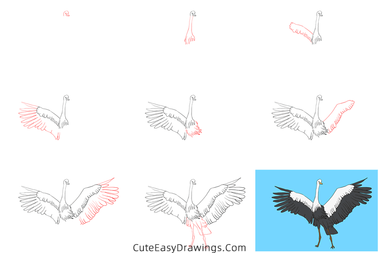 how to draw a crane - www.cuteeasydrawings.com