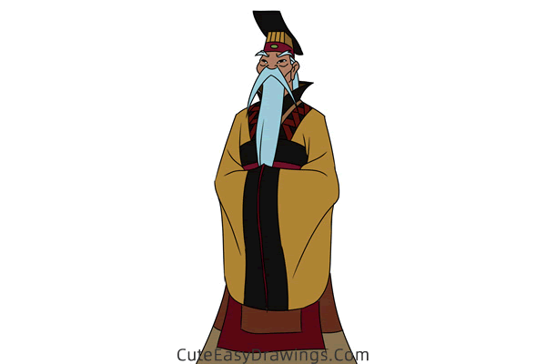 how to draw the emperor of china from mulan - www.cuteeasydrawings.com