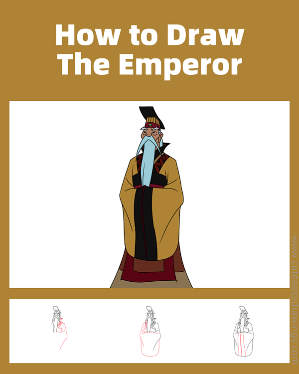 how to draw the emperor of china from mulan - www.cuteeasydrawings.com
