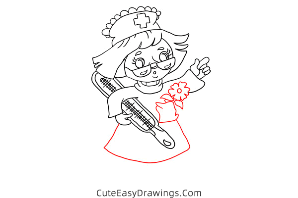 how to draw a cartoon nurse - www.cuteeasydrawings.com