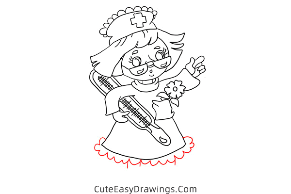 how to draw a cartoon nurse - www.cuteeasydrawings.com