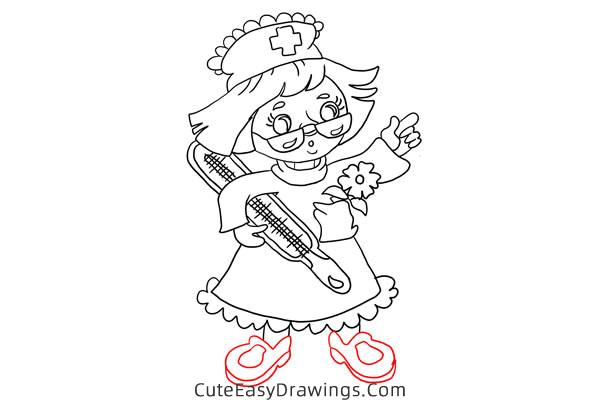 how to draw a cartoon nurse - www.cuteeasydrawings.com