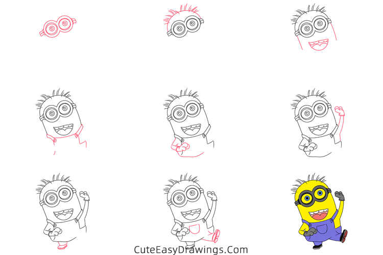 how to draw larry the minion - www.cuteeasydrawings.com