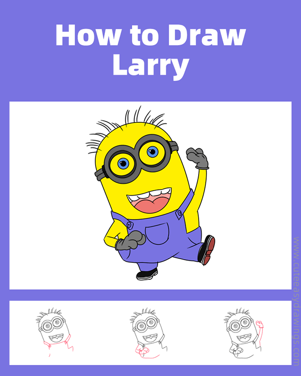 how to draw larry the minion - www.cuteeasydrawings.com