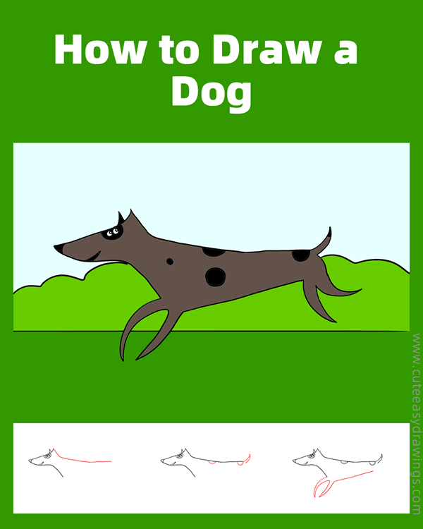how to draw a running dog - www.cuteeasydrawings.com