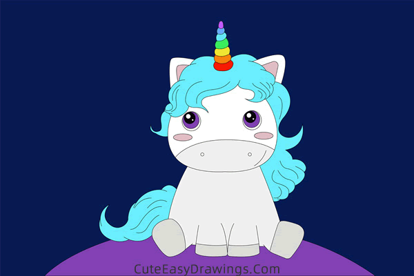 how to draw a cute unicorn - www.cuteeasydrawings.com