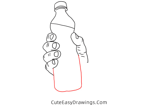how to draw a hand holding a bottle - www.cuteeasydrawings.com