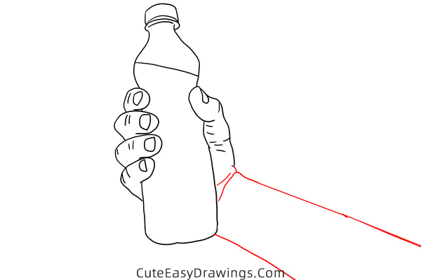 how to draw a hand holding a bottle - www.cuteeasydrawings.com