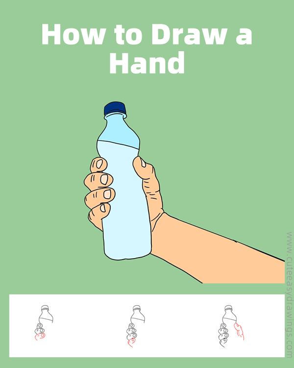 how to draw a hand holding a bottle - www.cuteeasydrawings.com