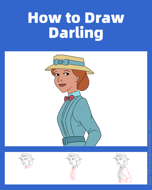 how to draw darling from lady and the tramp - www.cuteeasydrawings.com