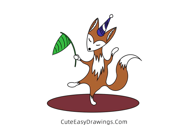 how to draw a birthday fox - www.cuteeasydrawings.com