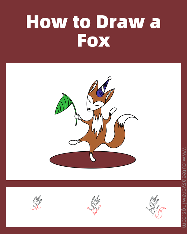 how to draw a birthday fox - www.cuteeasydrawings.com
