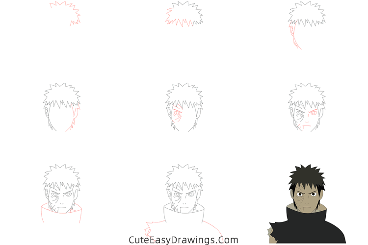 how to draw obito uchiha from naruto - www.cuteeasydrawings.com