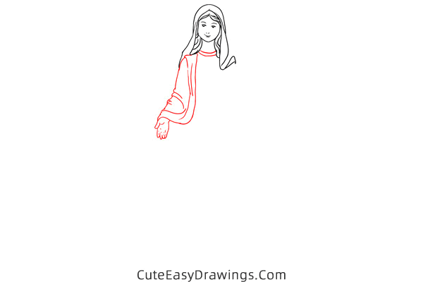 how to draw virgin mary - www.cuteeasydrawings.com