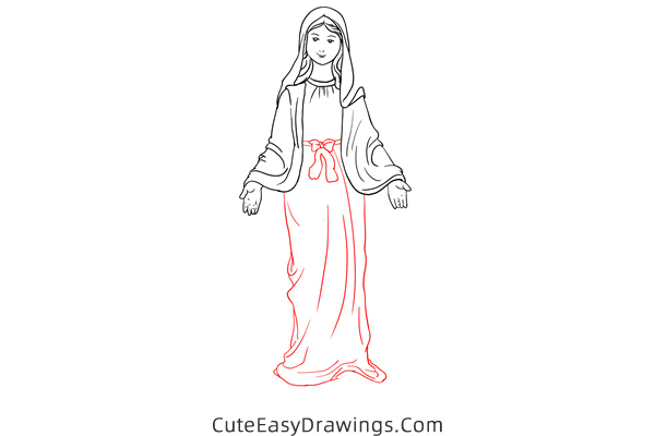 how to draw virgin mary - www.cuteeasydrawings.com