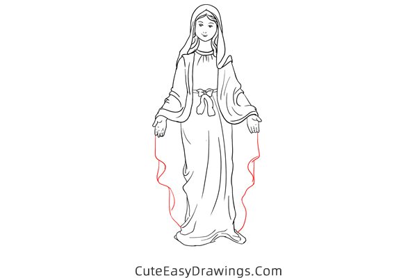 how to draw virgin mary - www.cuteeasydrawings.com