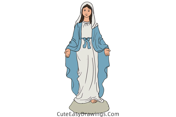 how to draw virgin mary - www.cuteeasydrawings.com
