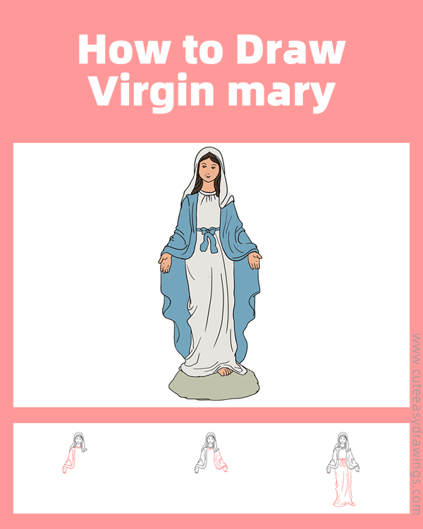 how to draw virgin mary - www.cuteeasydrawings.com
