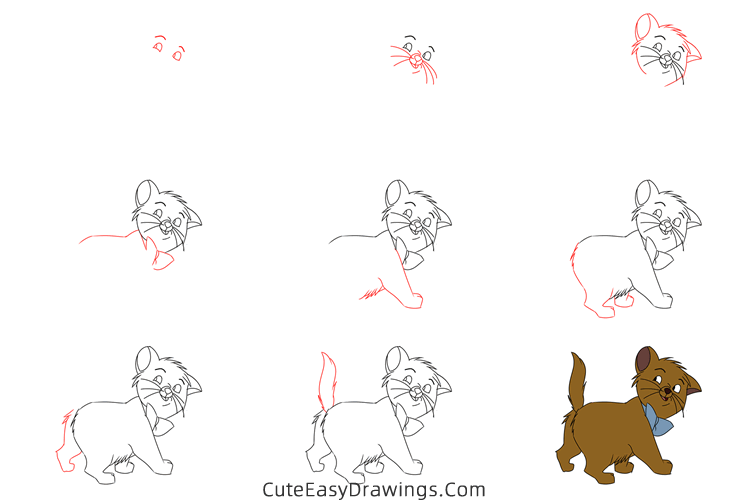 how to draw toulouse from the aristocats - www.cuteeasydrawings.com