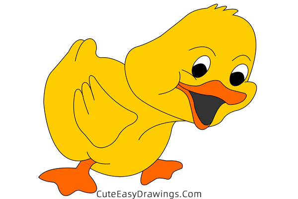 how to draw a duckling - www.cuteeasydrawings.com