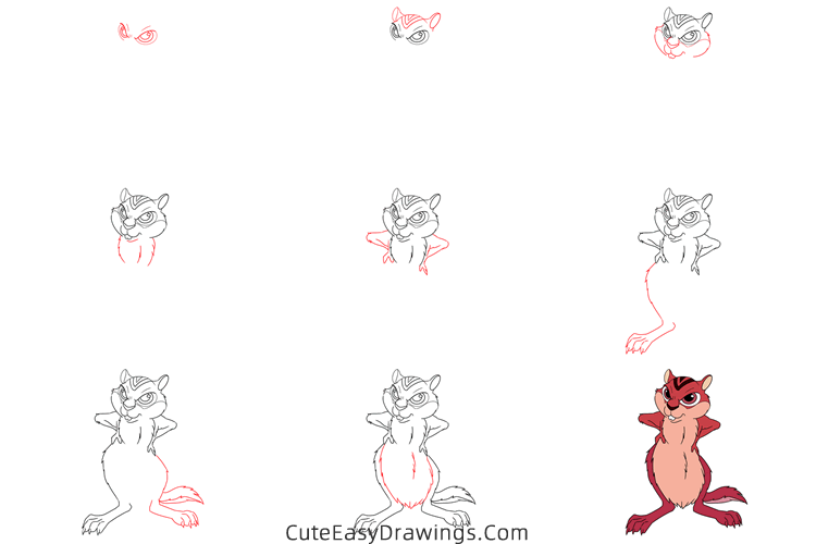how to draw the chipmunk from brother bear - www.cuteeasydrawings.com
