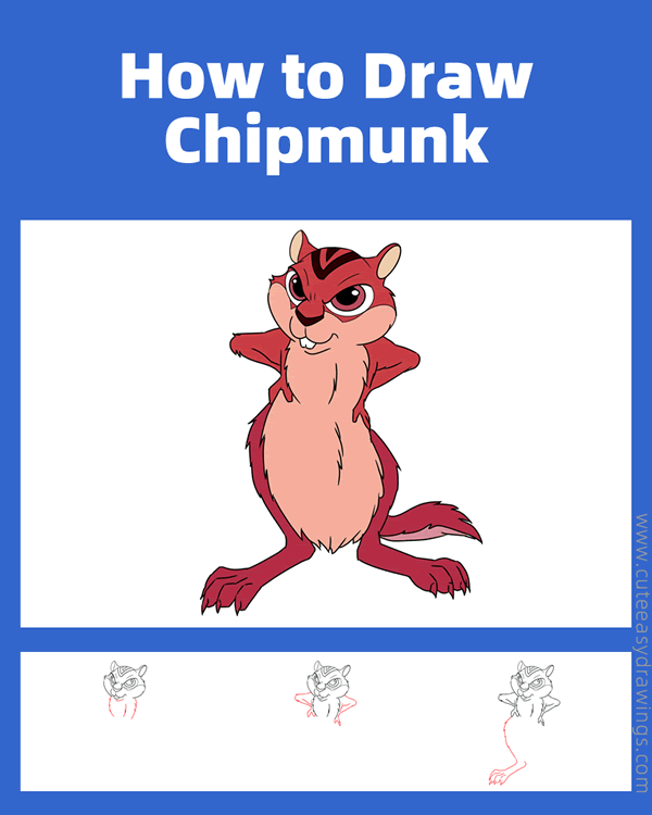 how to draw the chipmunk from brother bear - www.cuteeasydrawings.com