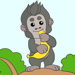 How to Draw a Gorilla Eating a Banana Step by Step