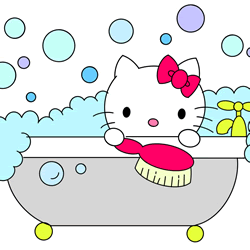 How to Draw Hello Kitty Bathing Step by Step