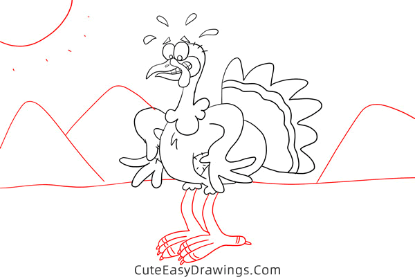 how to draw a funny turkey - www.cuteeasydrawings.com