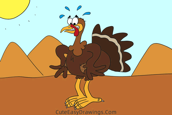 how to draw a funny turkey - www.cuteeasydrawings.com