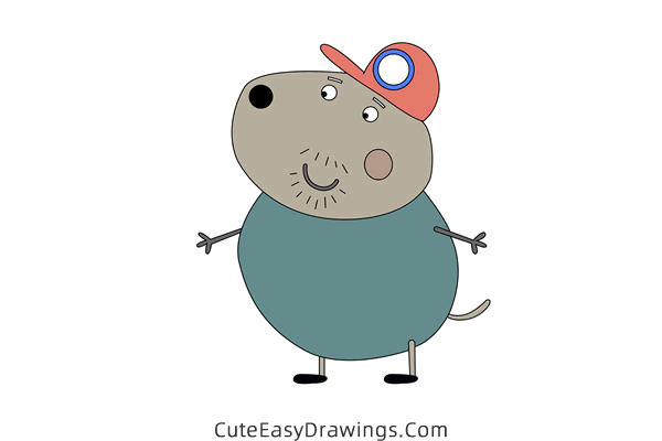 how to draw granddad dog from peppa pig - www.cuteeasydrawings.com