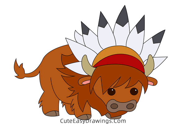 how to draw an american bison - www.cuteeasydrawings.com