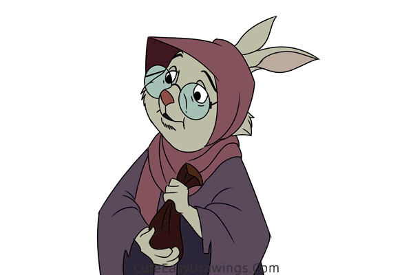 how to draw mother rabbit from robin hood - www.cuteeasydrawings.com
