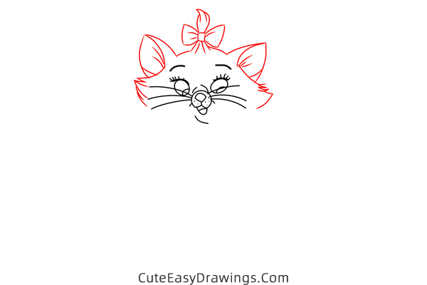 how to draw marie from aristocats - www.cuteeasydrawings.com