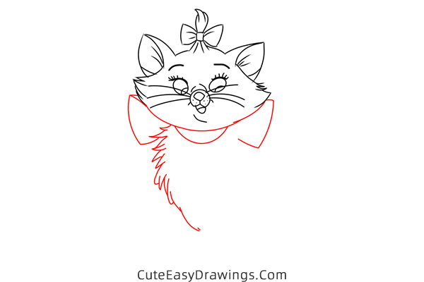 how to draw marie from aristocats - www.cuteeasydrawings.com