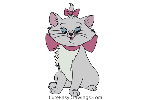 how to draw marie from aristocats - www.cuteeasydrawings.com